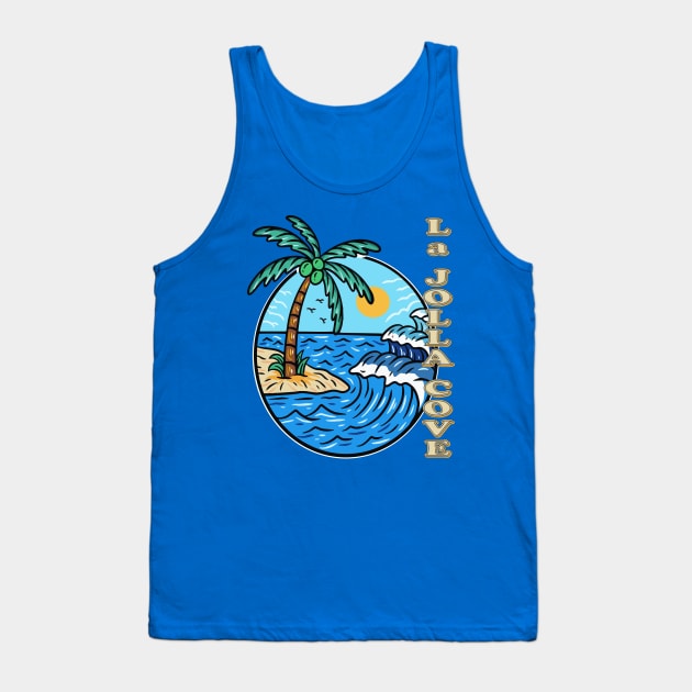 La Jolla Cove, California retro surfer graphic Tank Top by Surfer Dave Designs